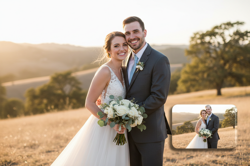 Bride and Groom with Photo Magnet
